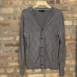 Banana Republic Factory Gray Argyle Button-Front Cardigan